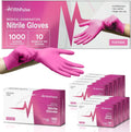 FifthPulse Fuchsia Hot Pink Nitrile Disposable Gloves - Medical Grade