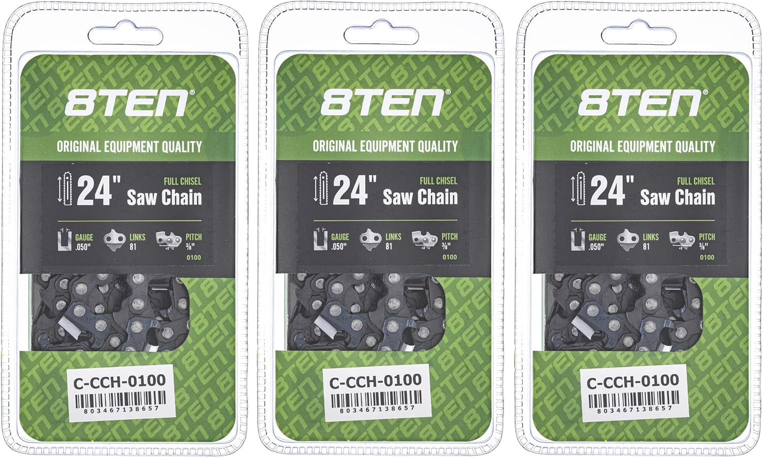 8TEN Full Chisel Chainsaw Chain 24 Inch for Echo CS-600P and More