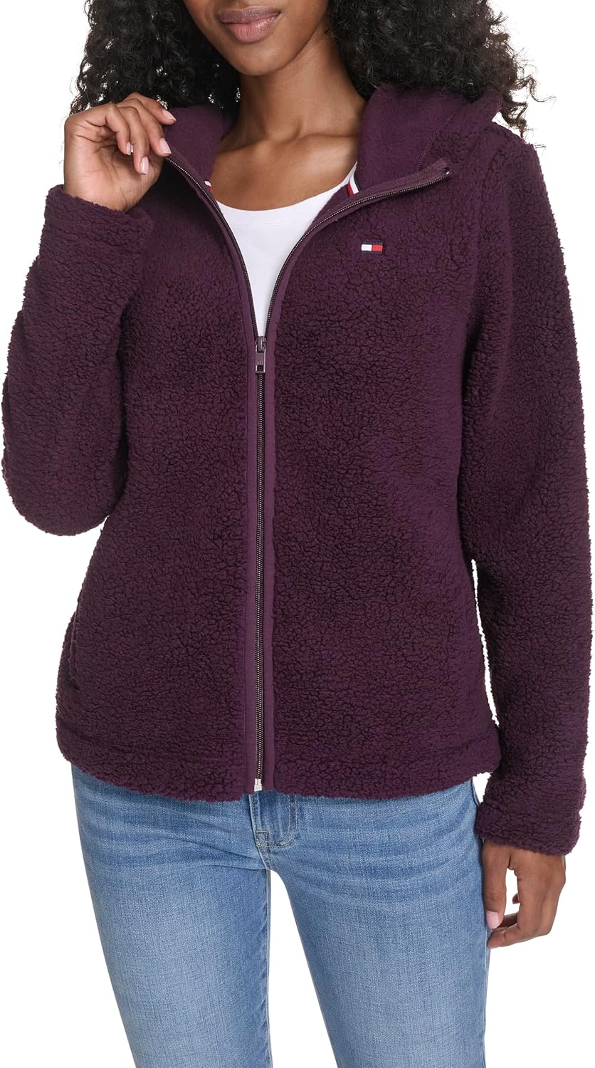 Tommy Hilfiger Zipper Hoodie Sherpa Fuzzy Jacket for Women