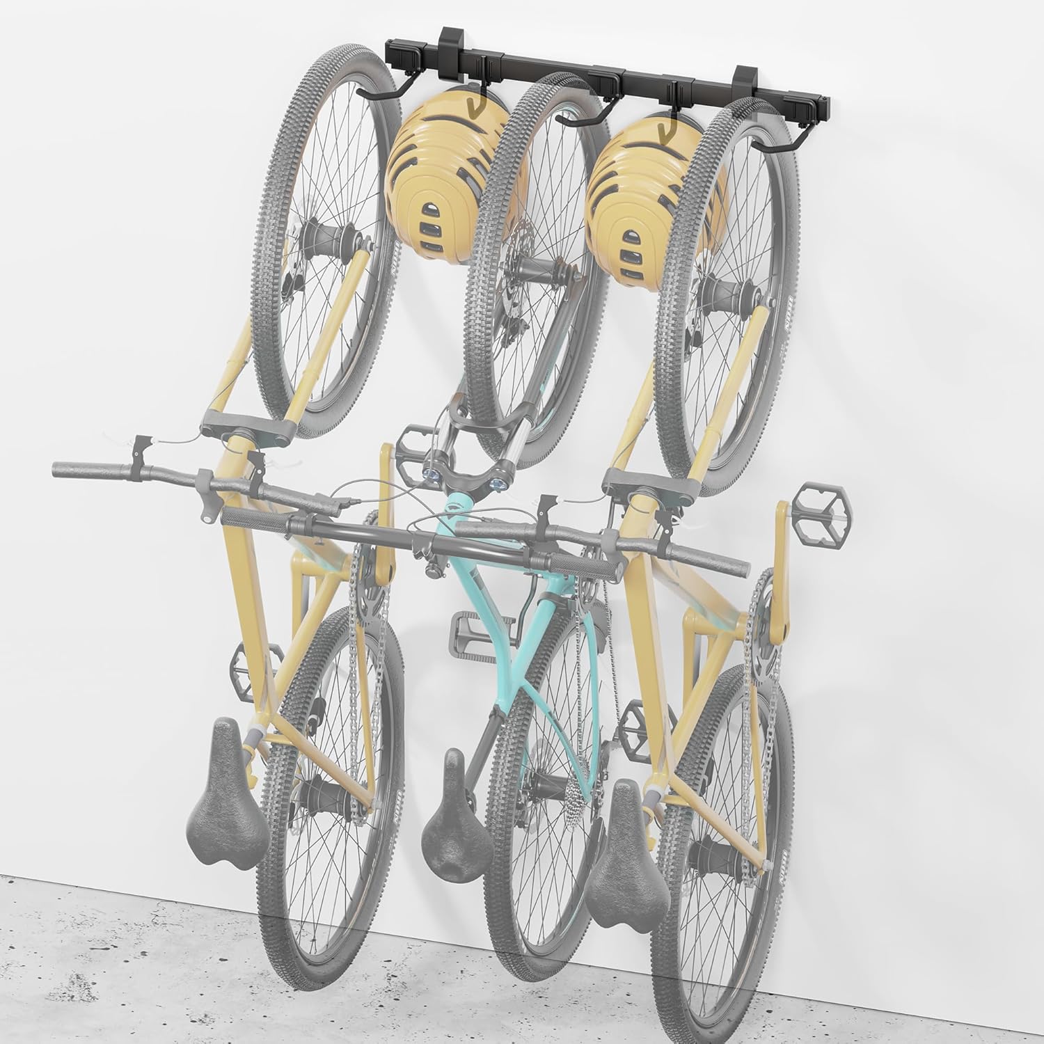 monTEK Enhanced Bike Storage Rack for 3 Bikes and 2 Helmets