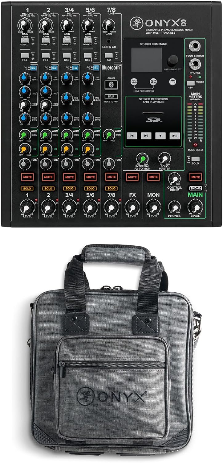 Mackie ONYX8 8-Channel Analog Mixer with Bluetooth and Carry Bag