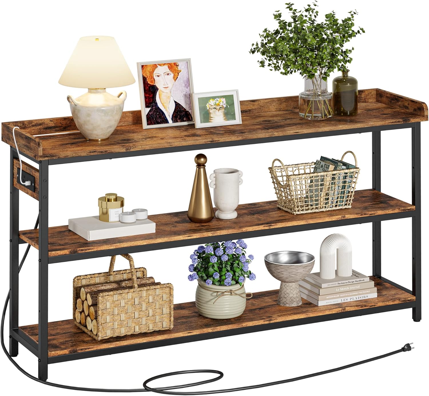 IRONCK Console Table with Power Outlet for Living Room Use