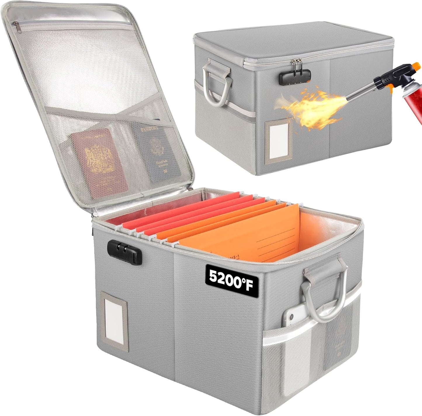 Fireproof Document Box for Important Files and Valuables Storage