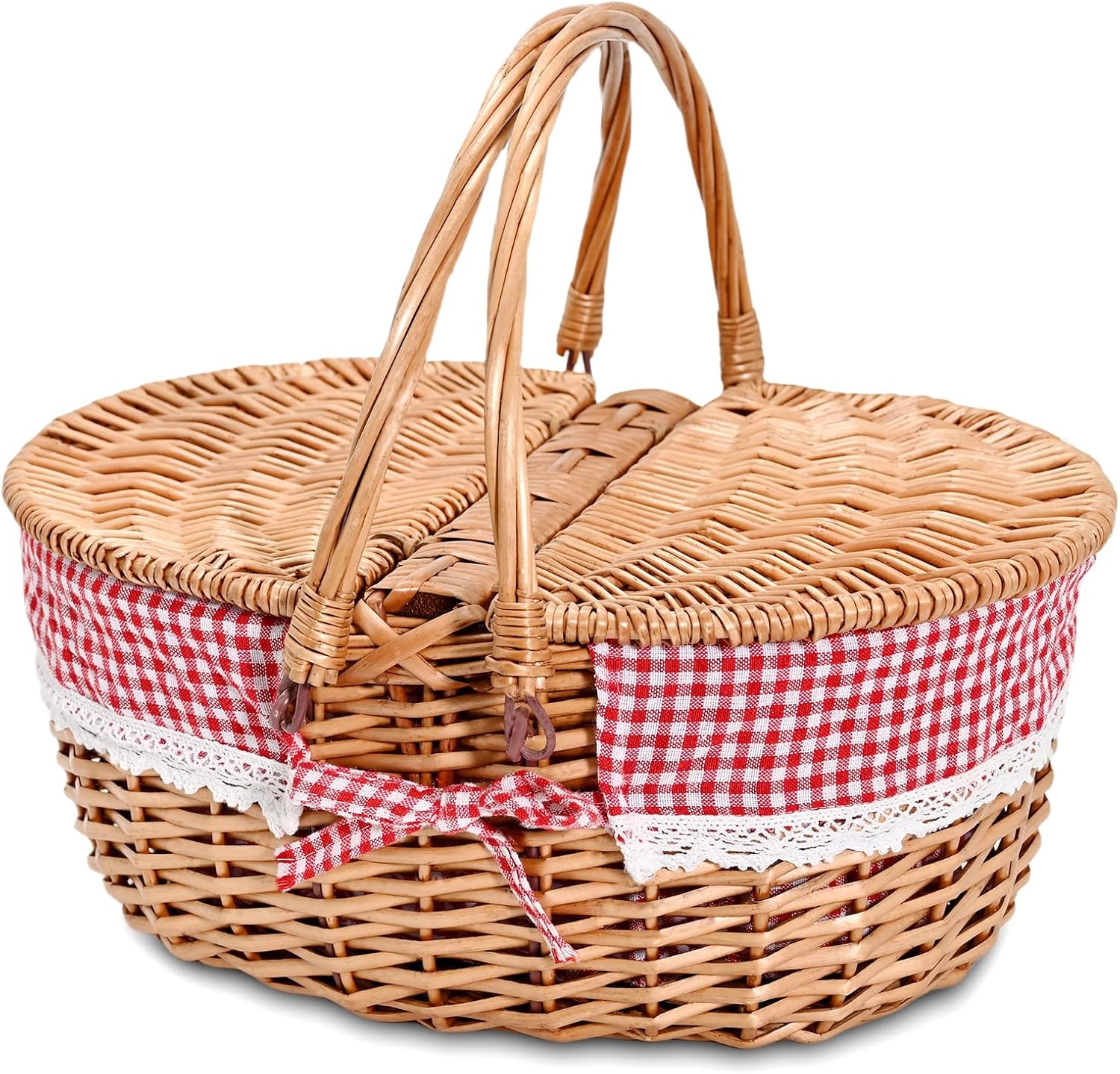 Wicker Picnic Basket with Removable Liner for 2 People