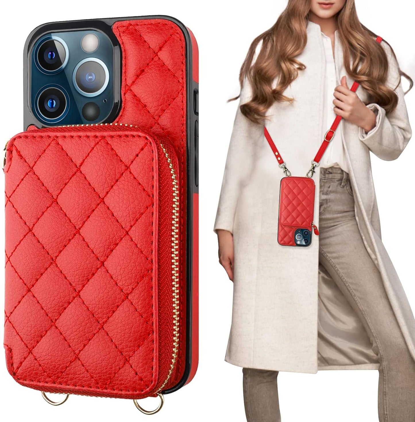 Bocasal Crossbody Wallet Case for iPhone 13 Pro - Stylish & Secure