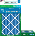 16x30x2 MERV 13 Air Filter 2-Pack - Optimal Smoke & Allergy Defense