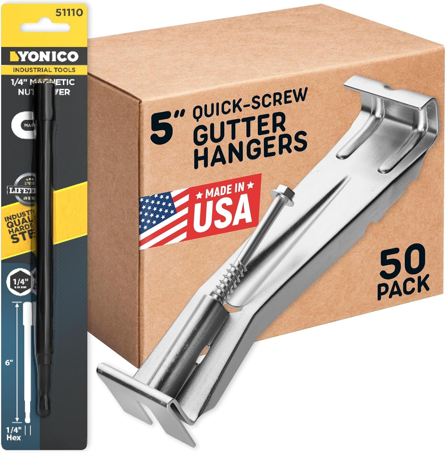 Quick Screw Gutter Hangers for 5 Inch Gutters - 50 Pack