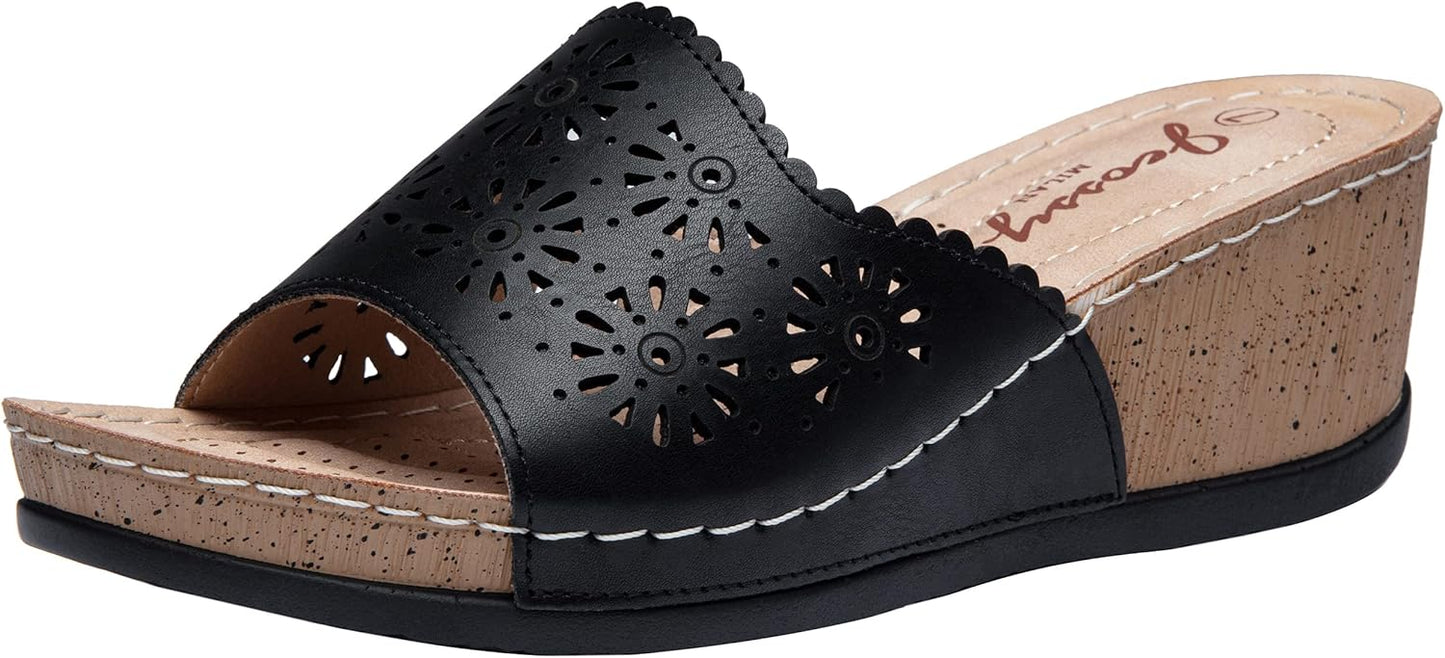 Jeossy Women's Platform Wedge Sandals for Summer Comfort