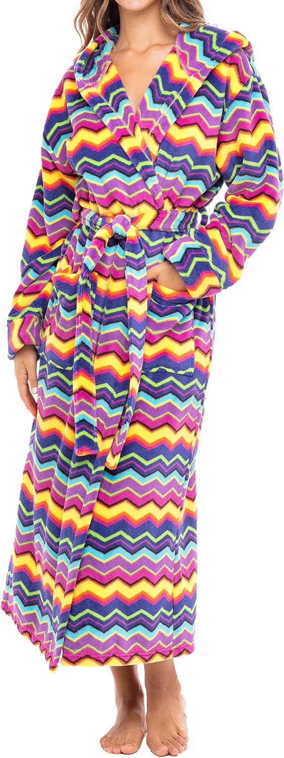 Long Plush Bathrobe with Hood for Women - Cozy and Stylish