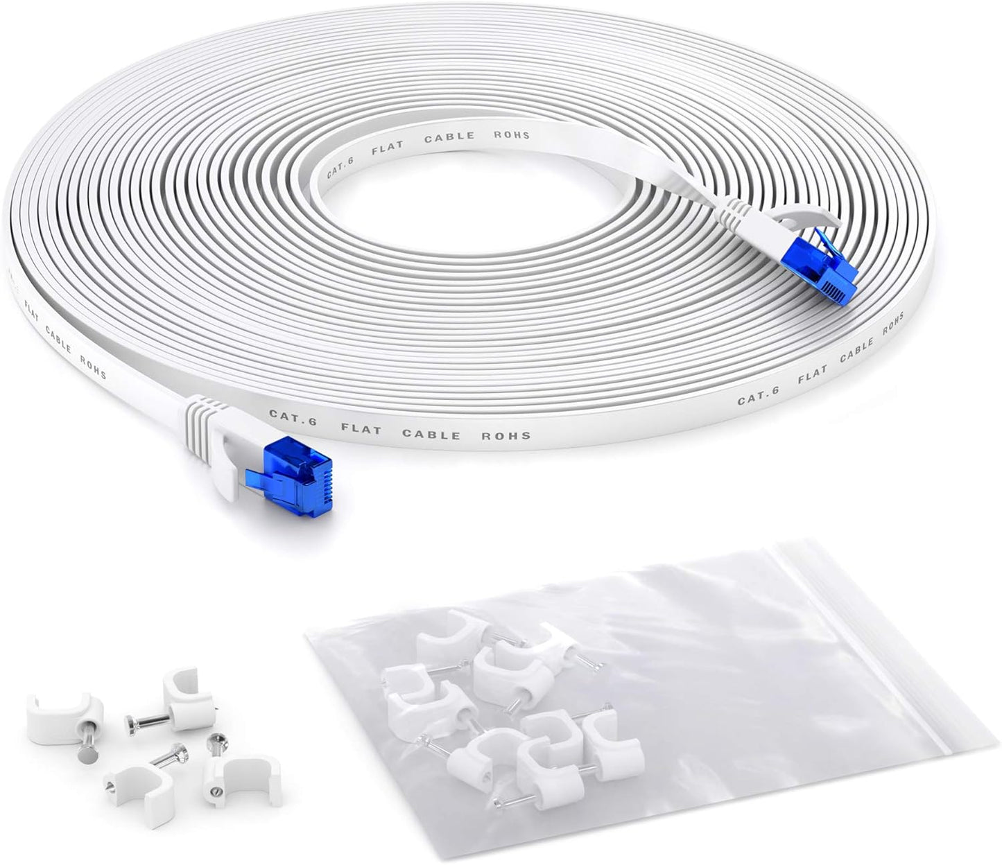 75ft Break-Proof Flat Ethernet Cable - Fiber Optic Speed!