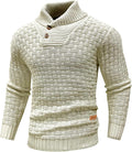 Mens Pullover Shawl Collar Turtleneck Cable Knit Sweater - Cozy simple