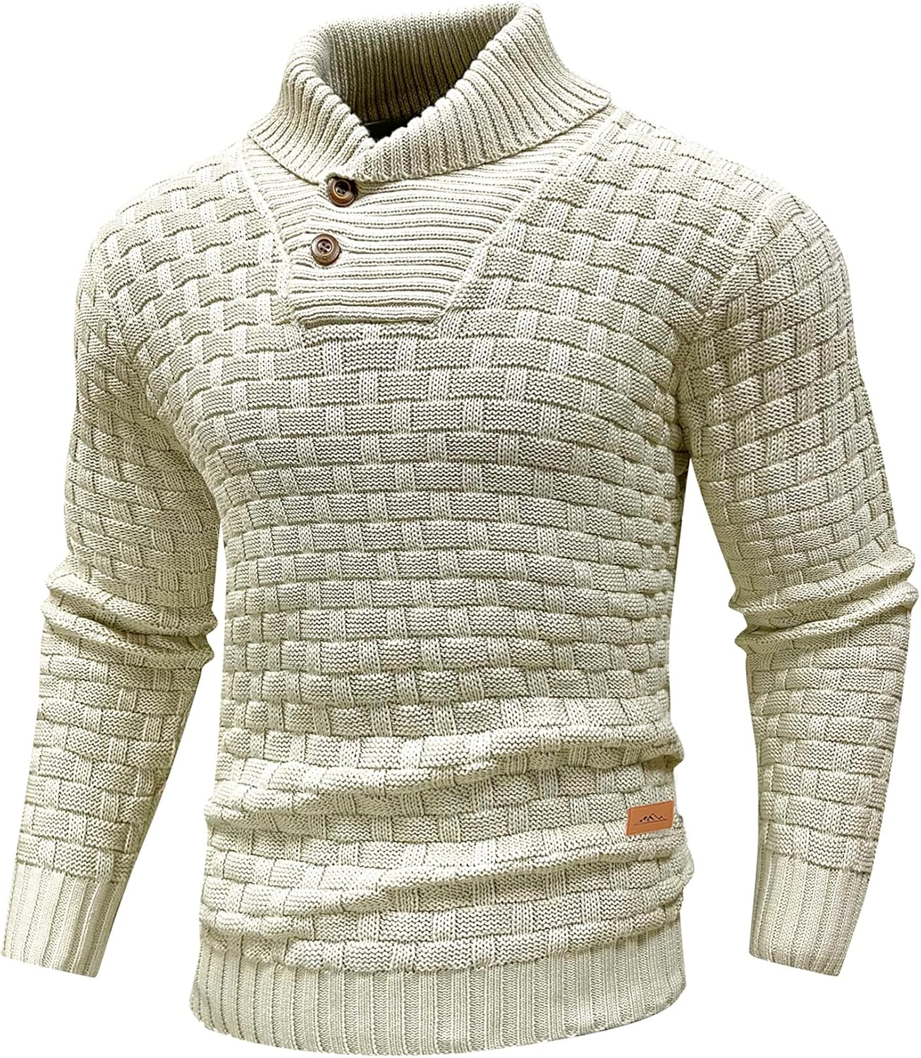 Mens Pullover Shawl Collar Long Sleeve Turtleneck Sweater