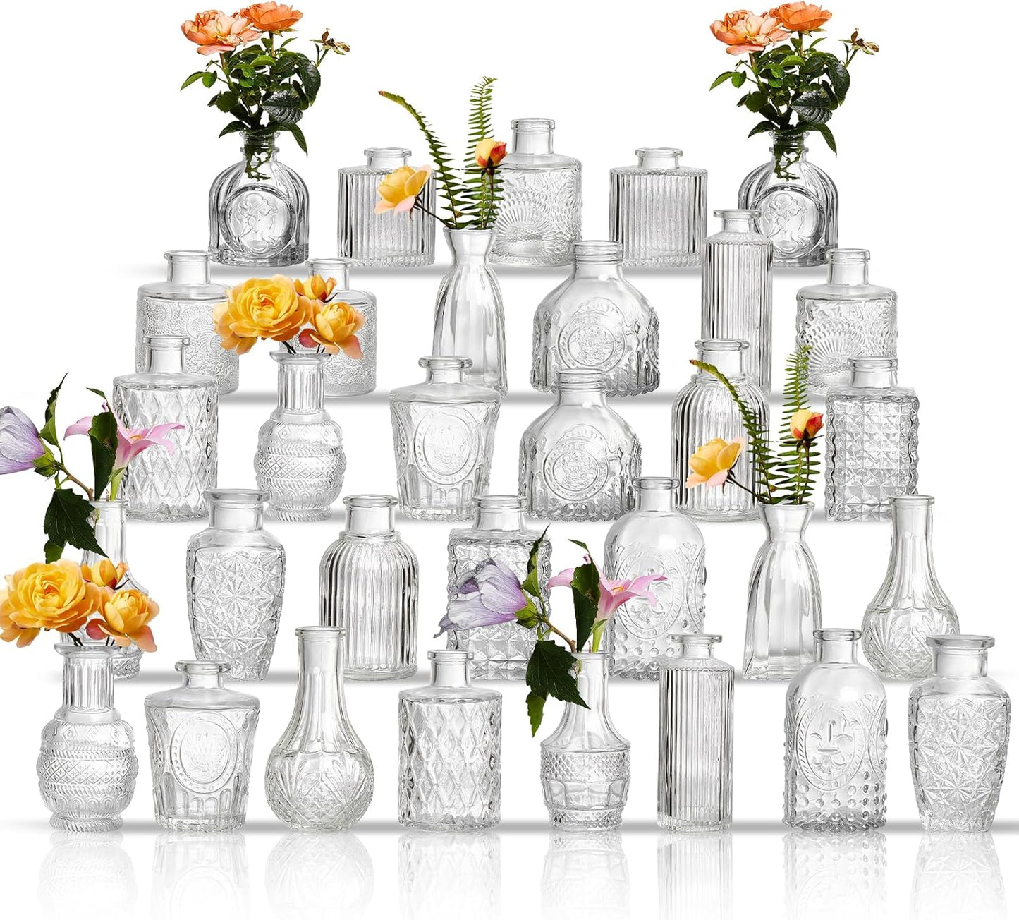 Glass Bud Vases Set of 32 for Elegant Floral Arrangements