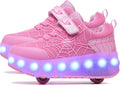 LED Light Up Roller Shoes for Boys Girls Kids - 3-Way Wheeled Sneakers