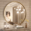 TokeShimi 30 Inch Gold Round Vanity Bathroom Mirror for Home