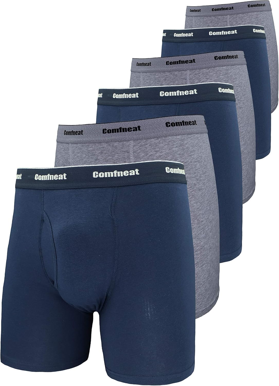 Comfneat Men's Boxer Briefs 6-Pack Soft Breathable Underwear