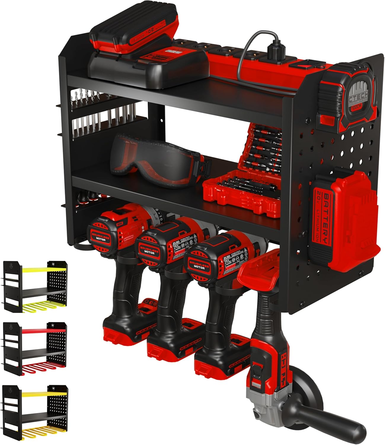 Power Tool Organizer Wall Mount - Heavy-Duty 3-Tier Rack