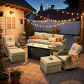 HOOOWOOO Patio Sectional Furniture Set with Fire Pit for Gatherings