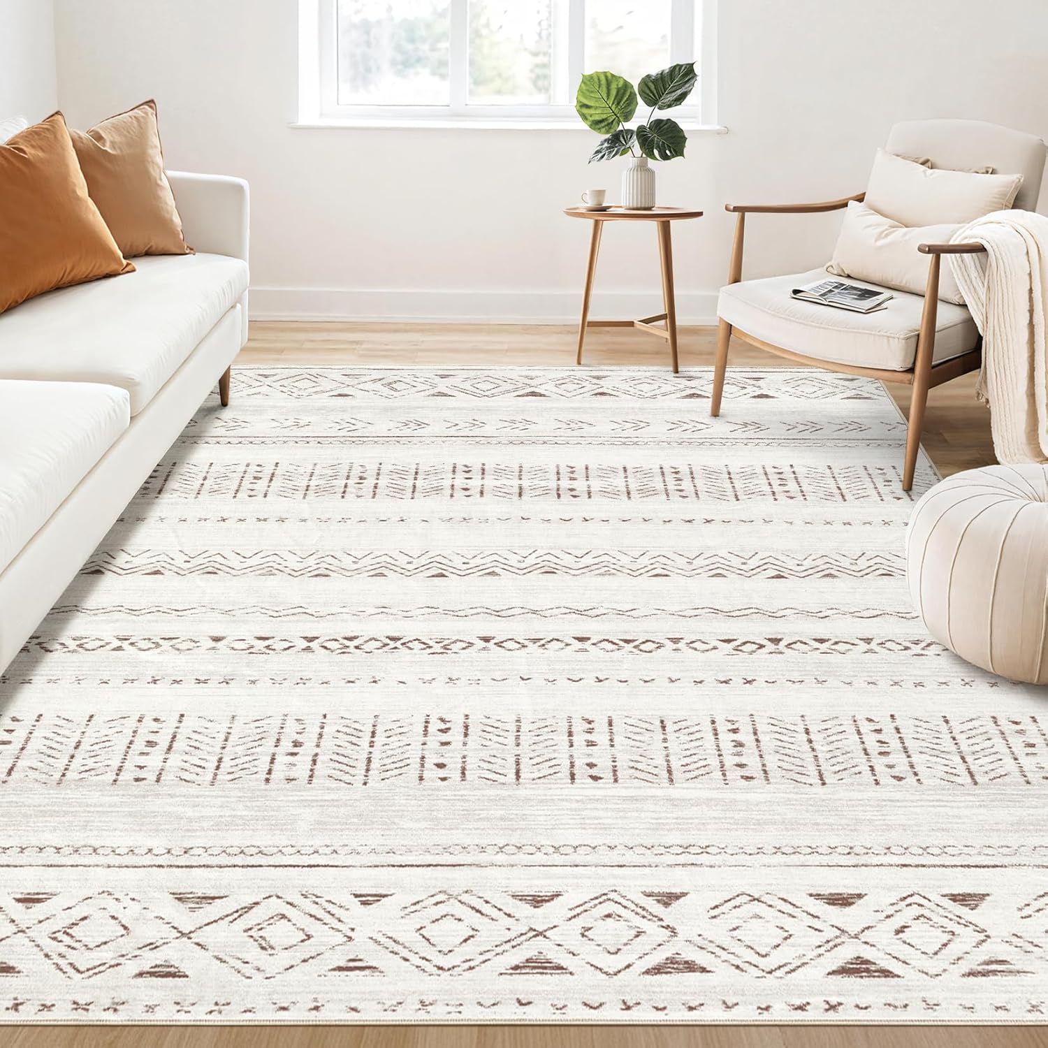 Large Living Room Area Rug 7x9: Soft Boho Moroccan Carpet