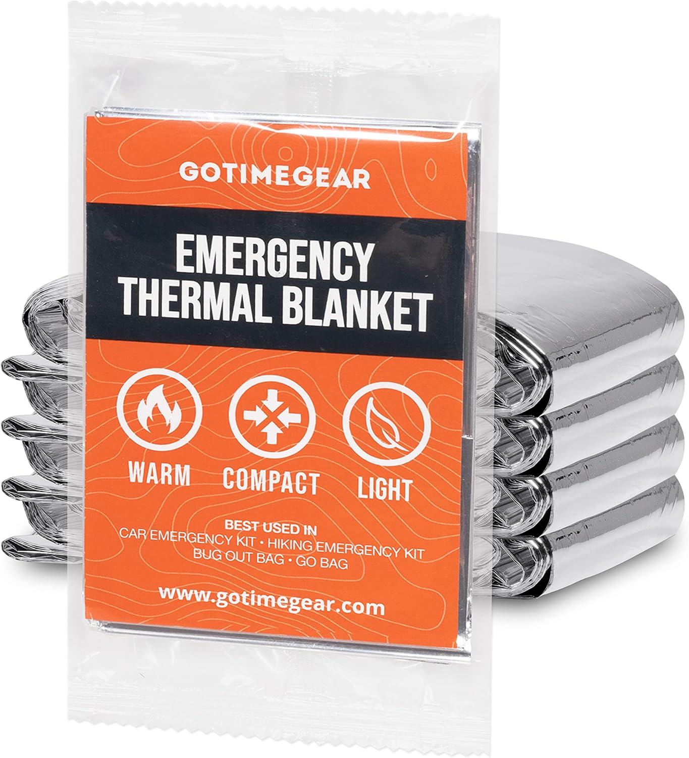 Go Time Gear Emergency Blankets for Survival (4 Pack) - Stay Warm & Safe