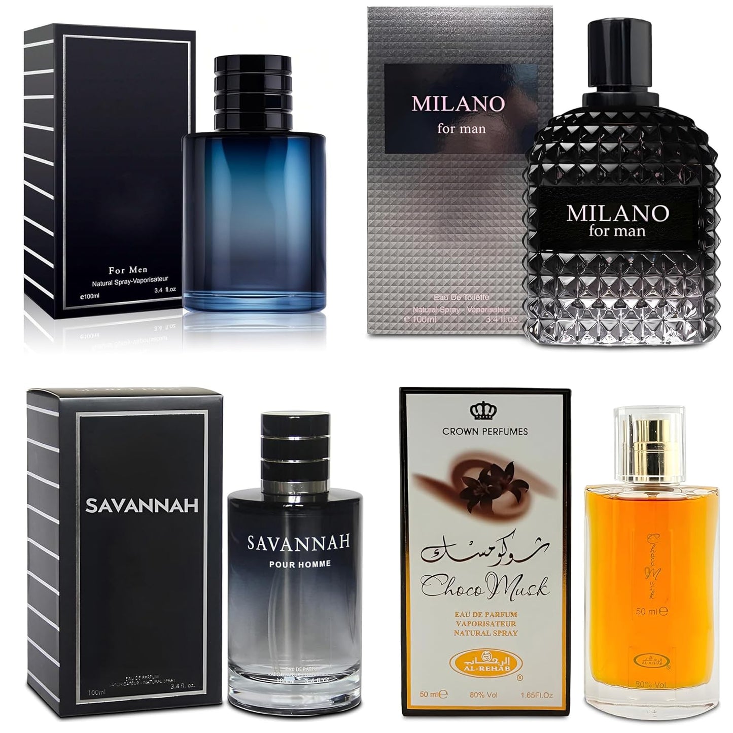 4-Piece Cologne Set for Men with Woody, Spicy, Citrus Scents