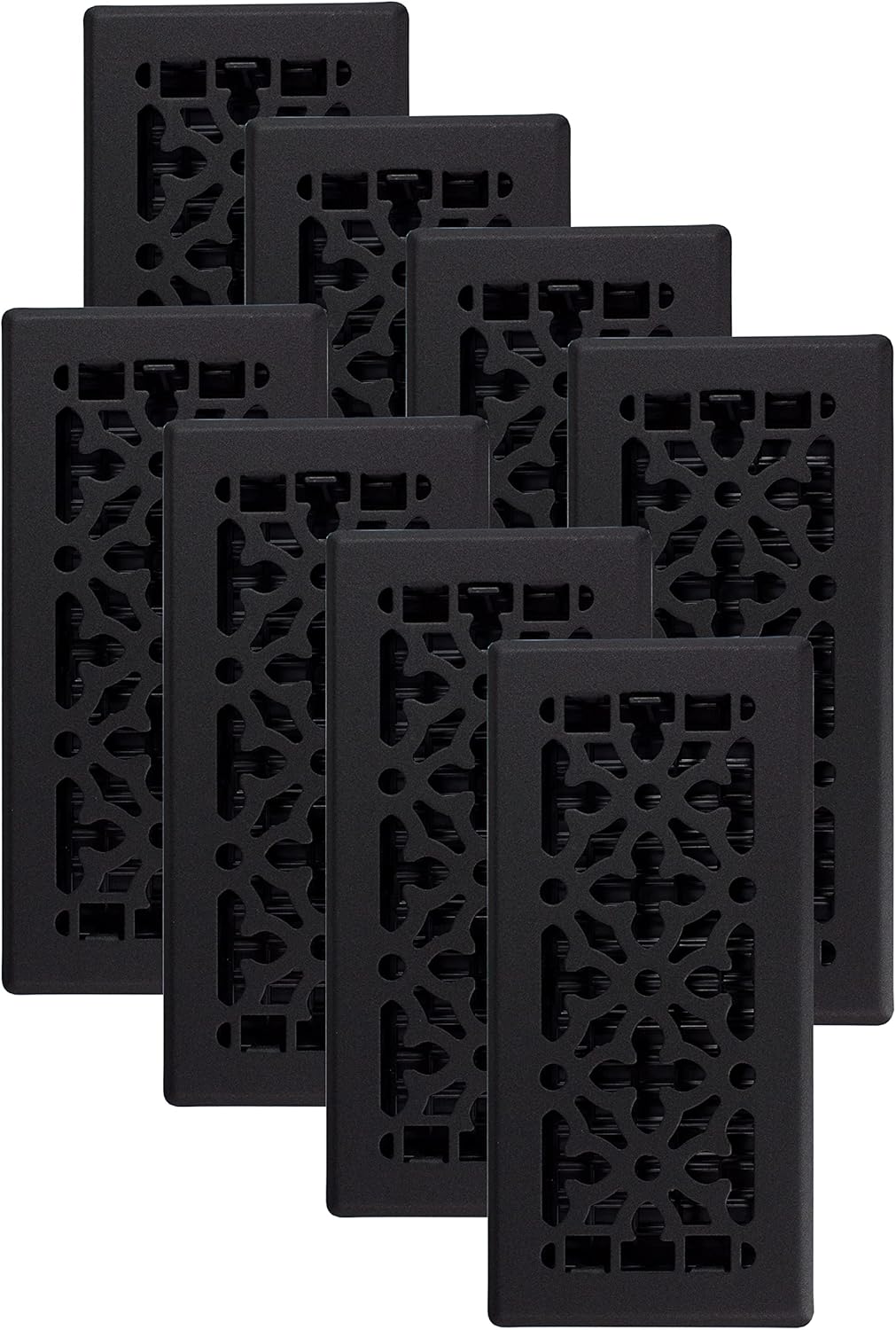 Gothic Floor Register 4x10 Inches Textured Black 8 Pack