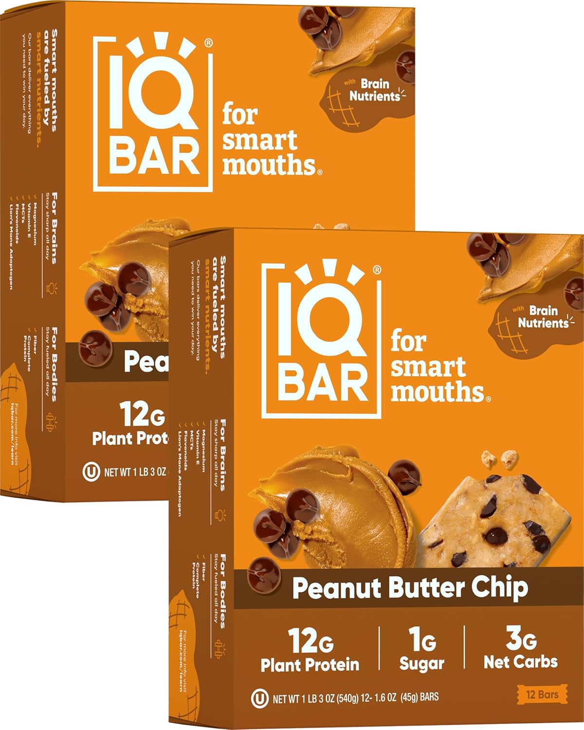 IQBAR Peanut Butter Chip Protein Bars - Healthy Snack Option