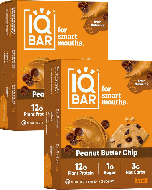 IQBAR Peanut Butter Chip Protein Bars - Healthy Snack Option