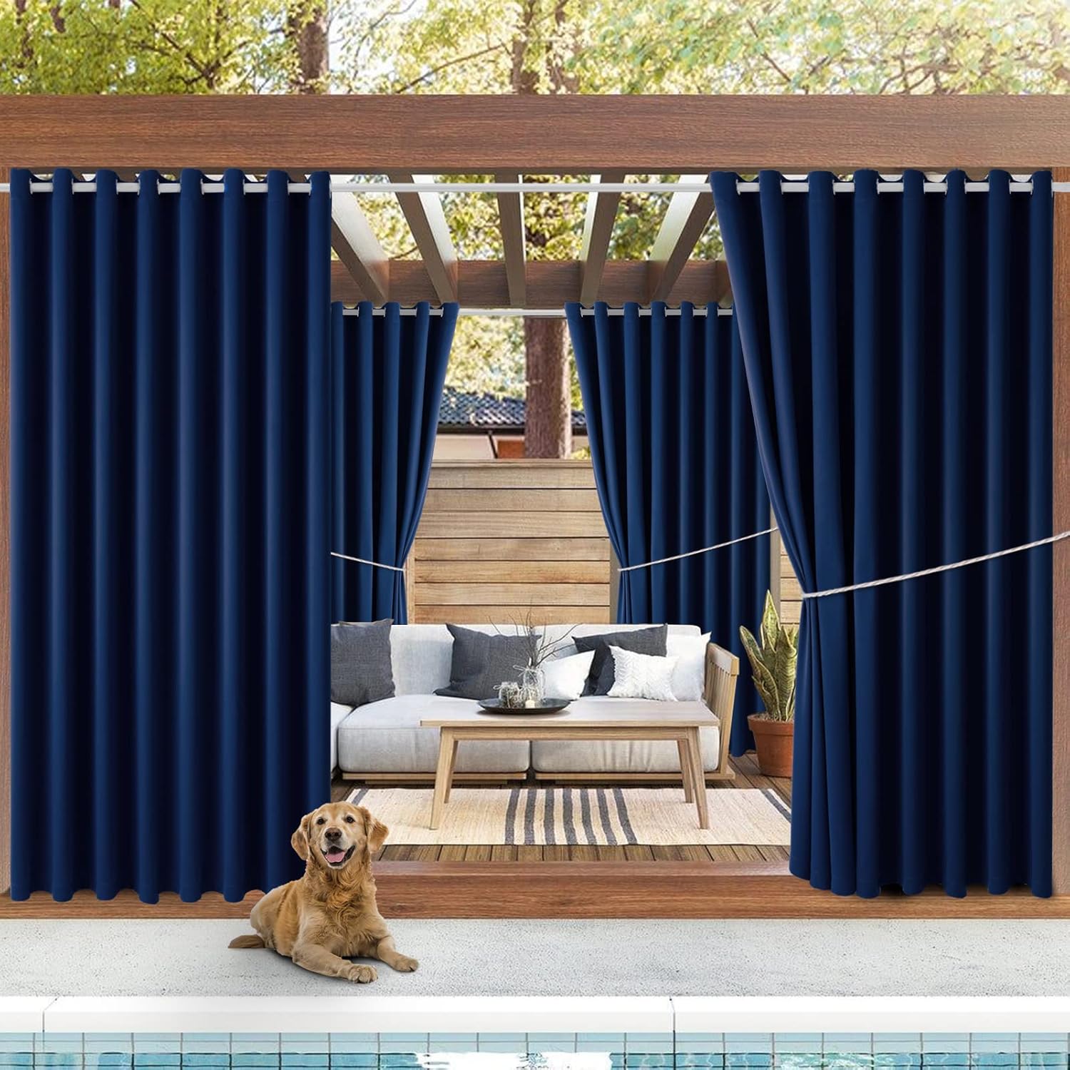 Outdoor Patio Curtain Waterproof Darkening Thermal Insulated Panels