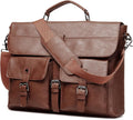 Leather Messenger Bag for Men Vintage Laptop Satchel - Roomy & Water