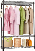 Heavy Duty Rolling Garment Rack Grey 3-Tier with Side Hooks - High