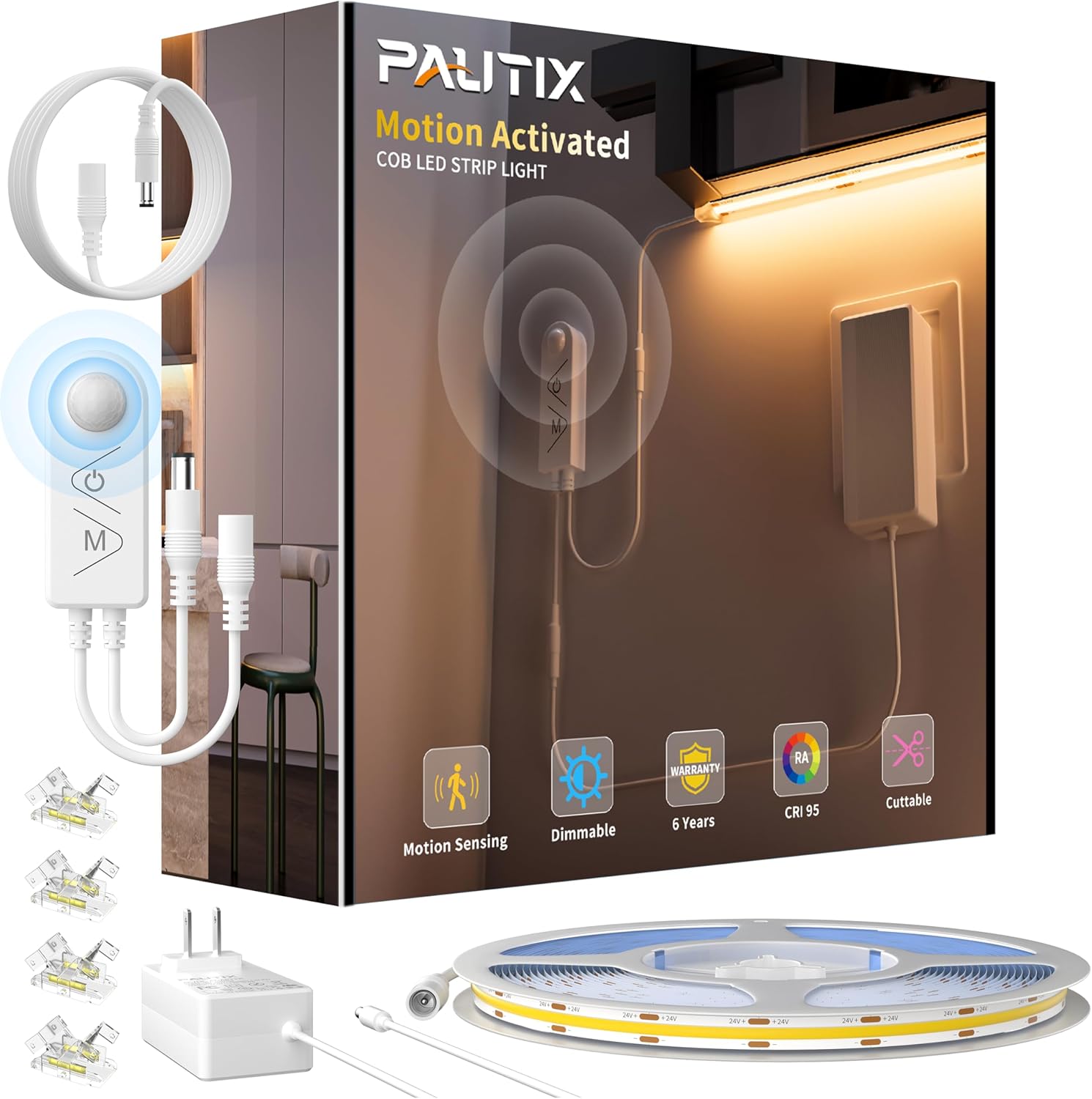 PAUTIX Motion Sensor Strip Lights for Under Cabinet Lighting