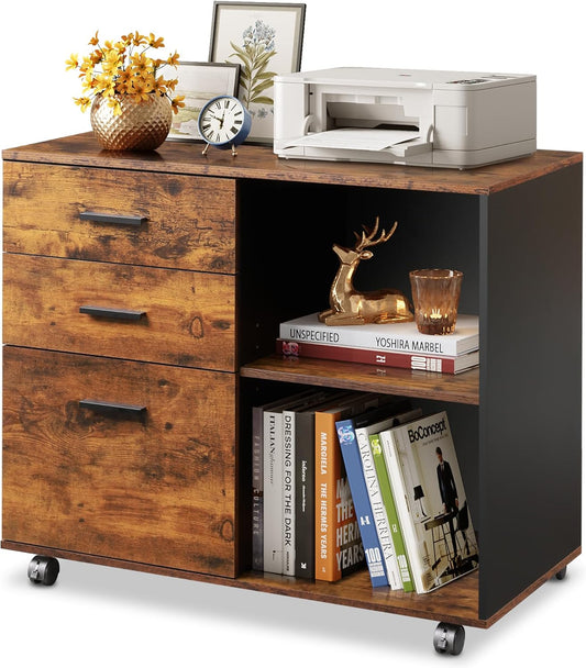 DEVAISE Rustic Brown File Cabinet - Organize in Style