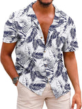 Mens Hawaiian Button Down Shirt Short Sleeve - Casual Floral Summer