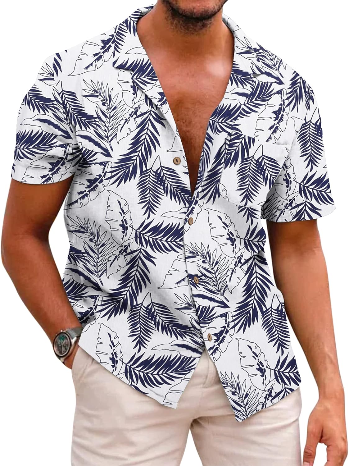 COOFANDY Mens Hawaiian Shirt Short Sleeve Casual Floral Style