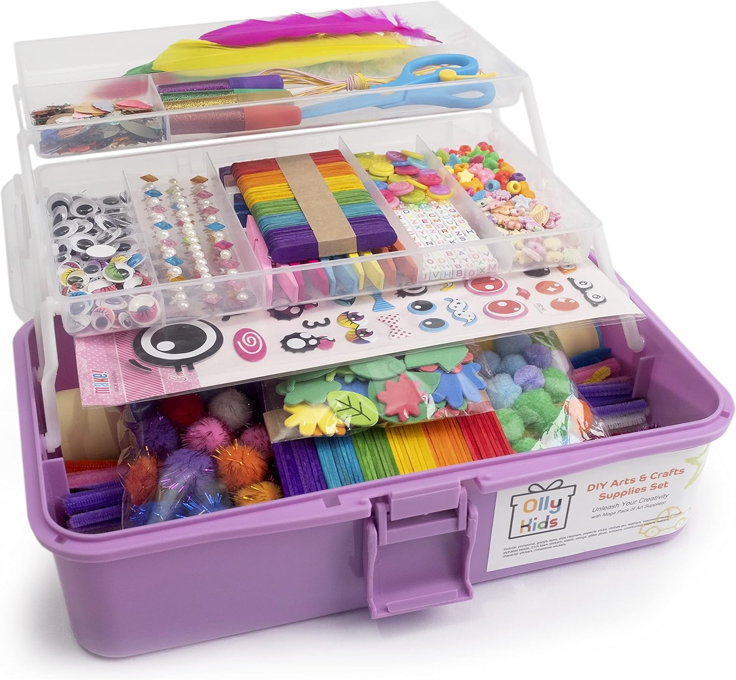 Olly Kids Arts and Crafts Supplies Set - 1000+ Pieces for Fun