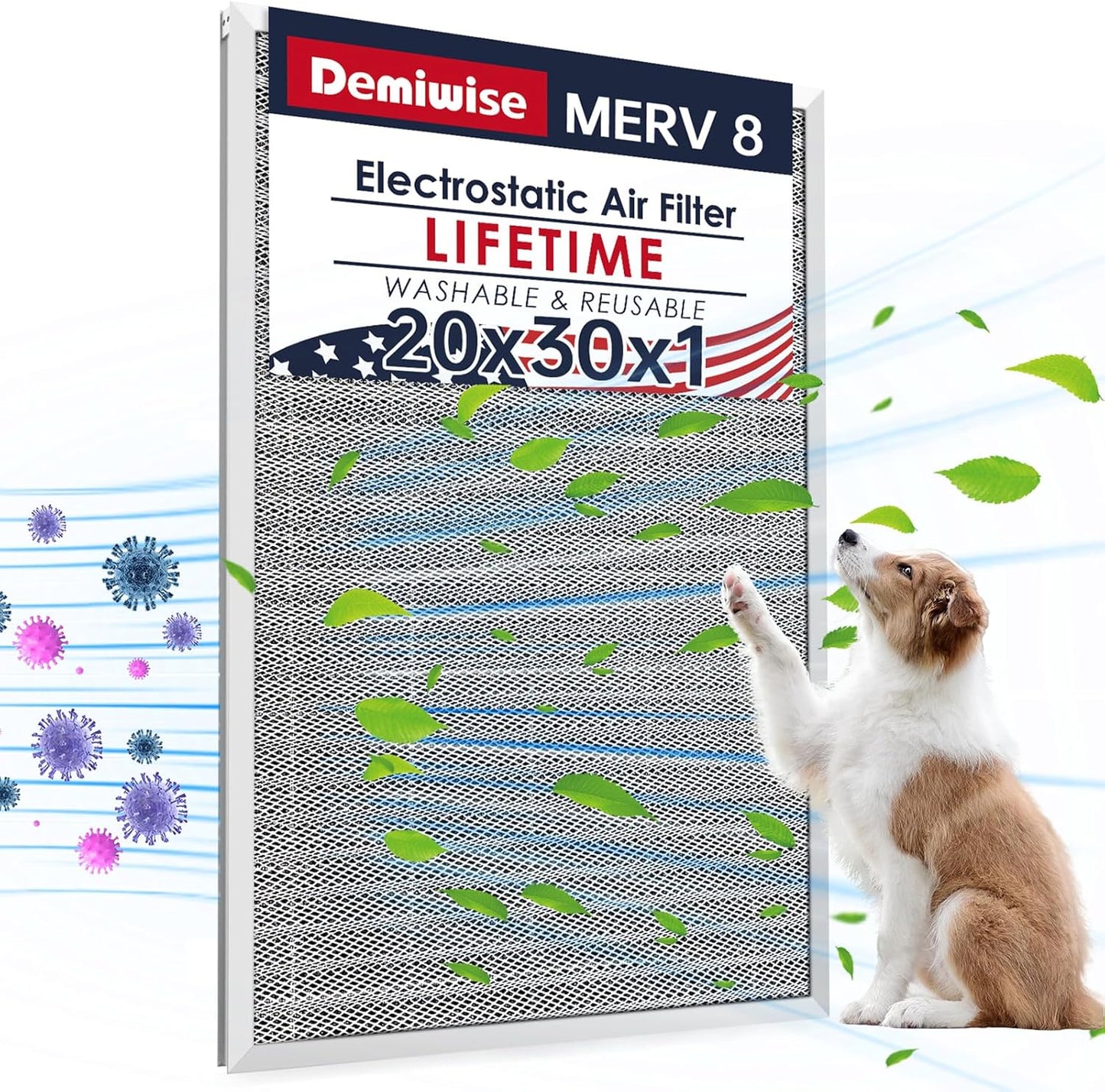 20x30x1 Electrostatic Air Filter - MERV 8 Reusable & Washable