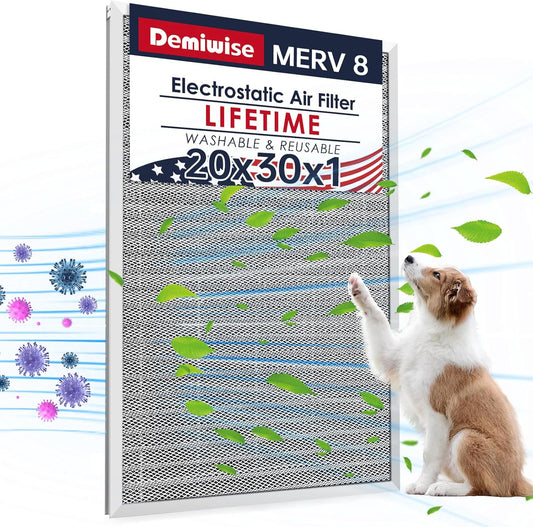 20x30x1 Electrostatic Air Filter - MERV 8 Reusable & Washable