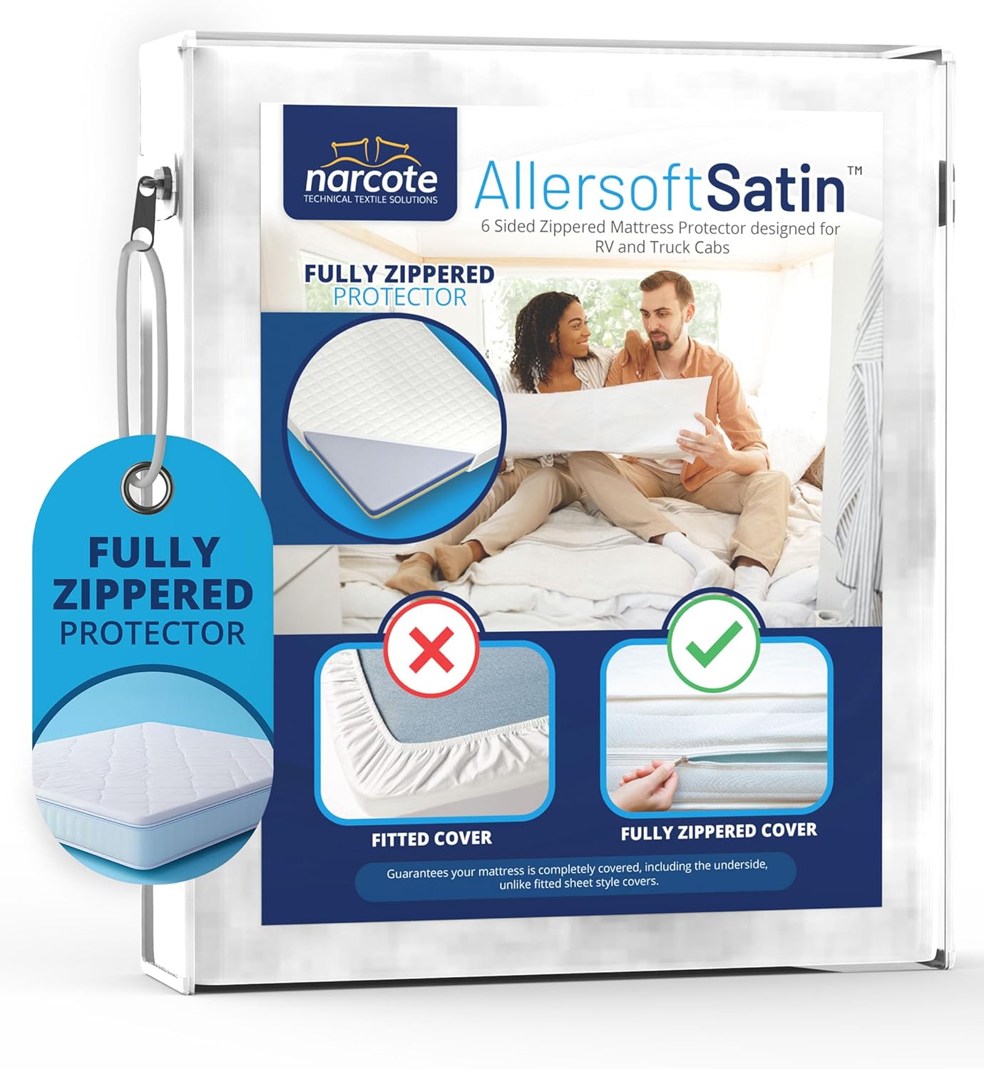 RV 6 Sided Zippered Mattress Protector for 60x75 Short Queen