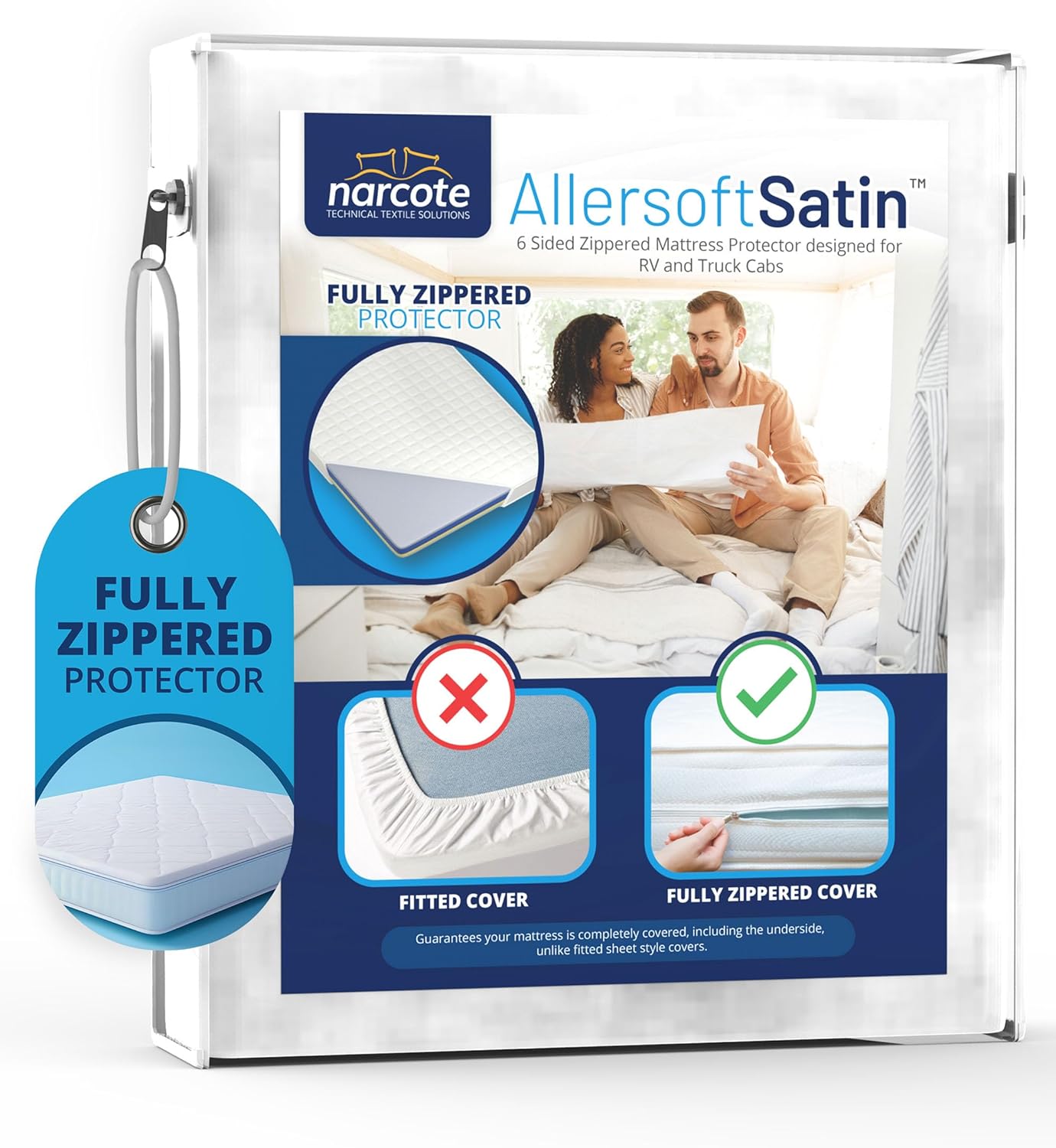 RV 6 Sided Zippered Mattress Protector for Allergy Relief