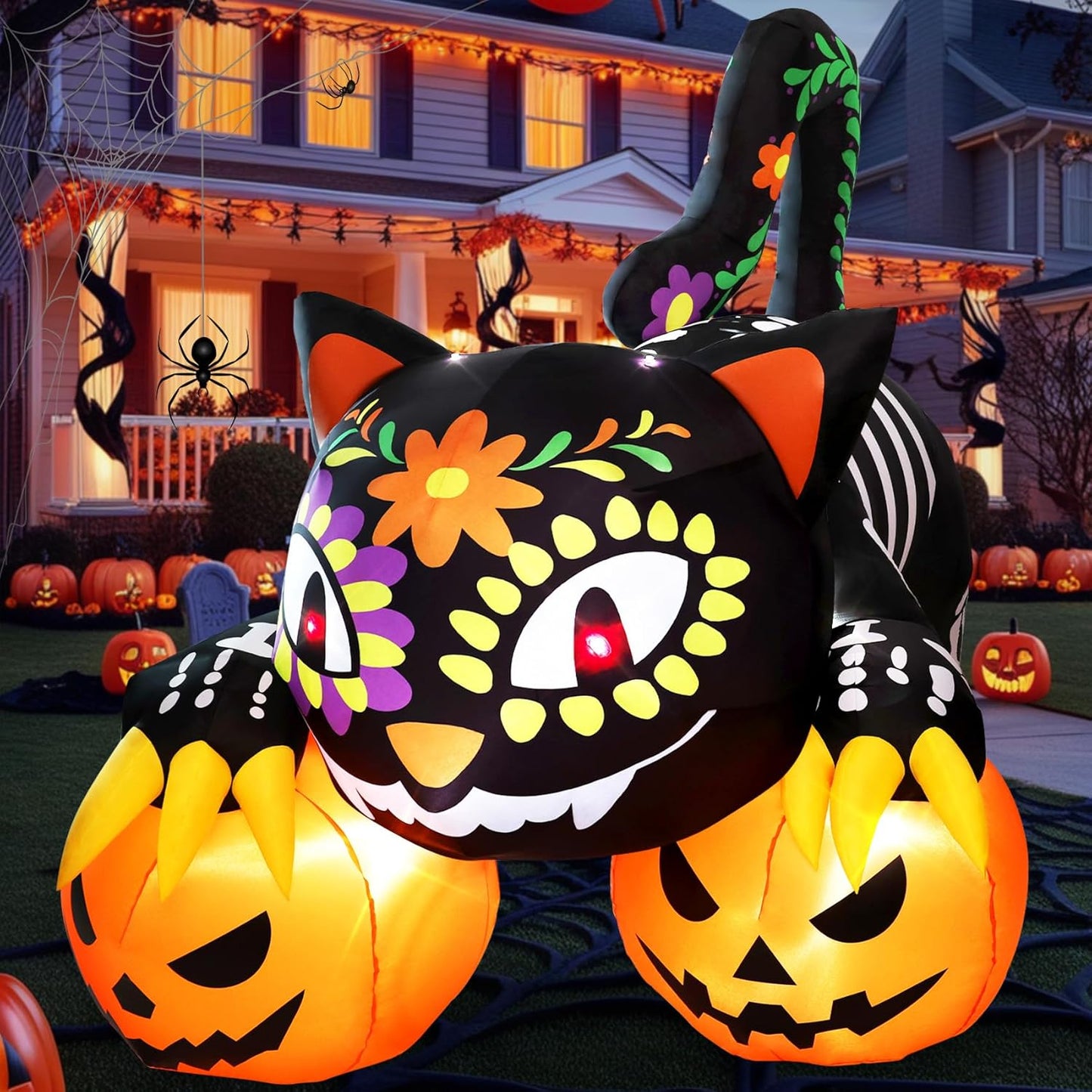 7.5FT Black Cat Inflatable Halloween Decoration for Yard Fun