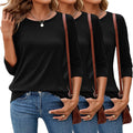 3/4 Sleeve Tops for Women Round Neck - Soft Loose Fit Basics T-Shirts
