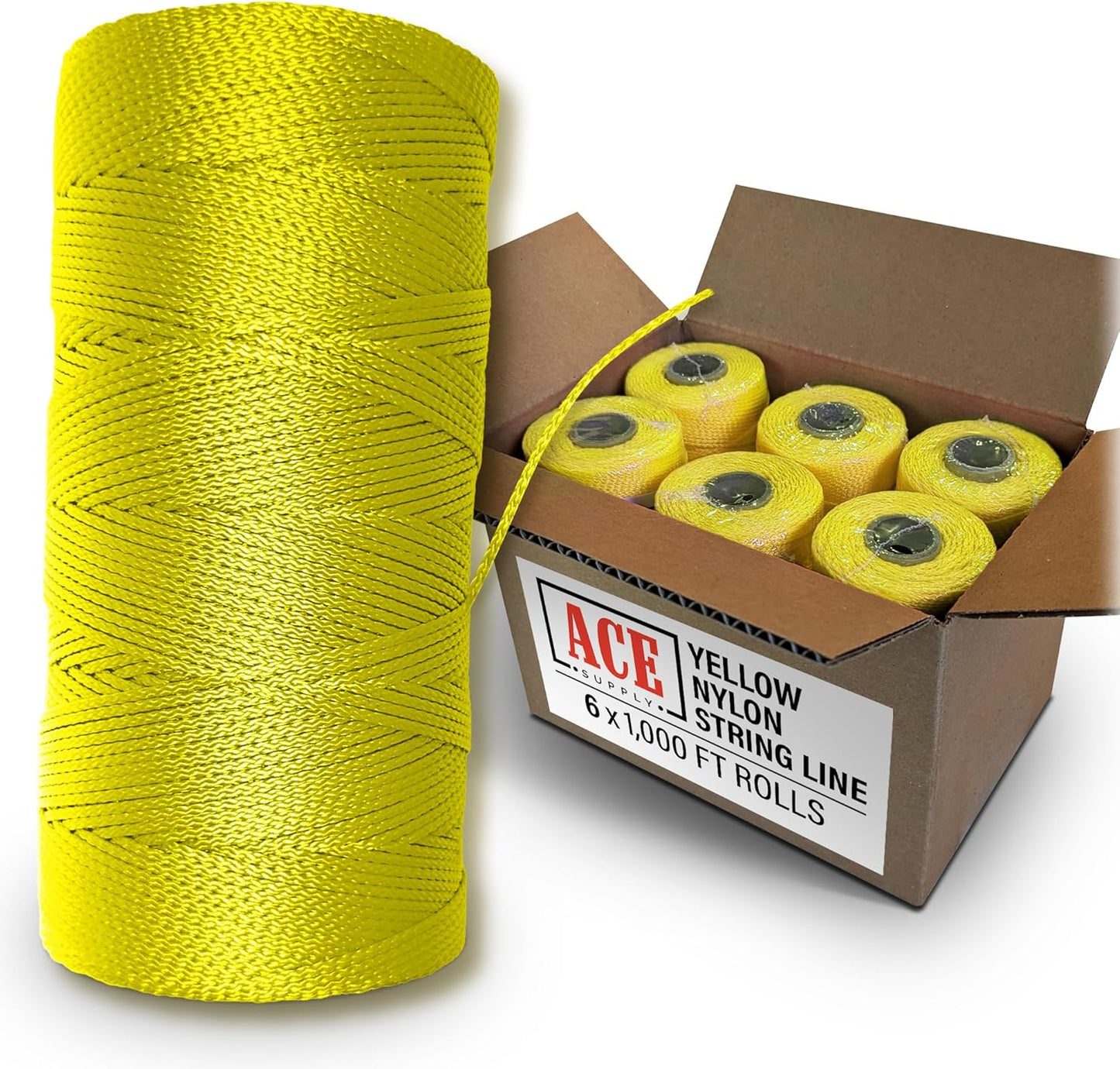 Yellow Mason Line String - Durable Braided Nylon Twine for Gardening