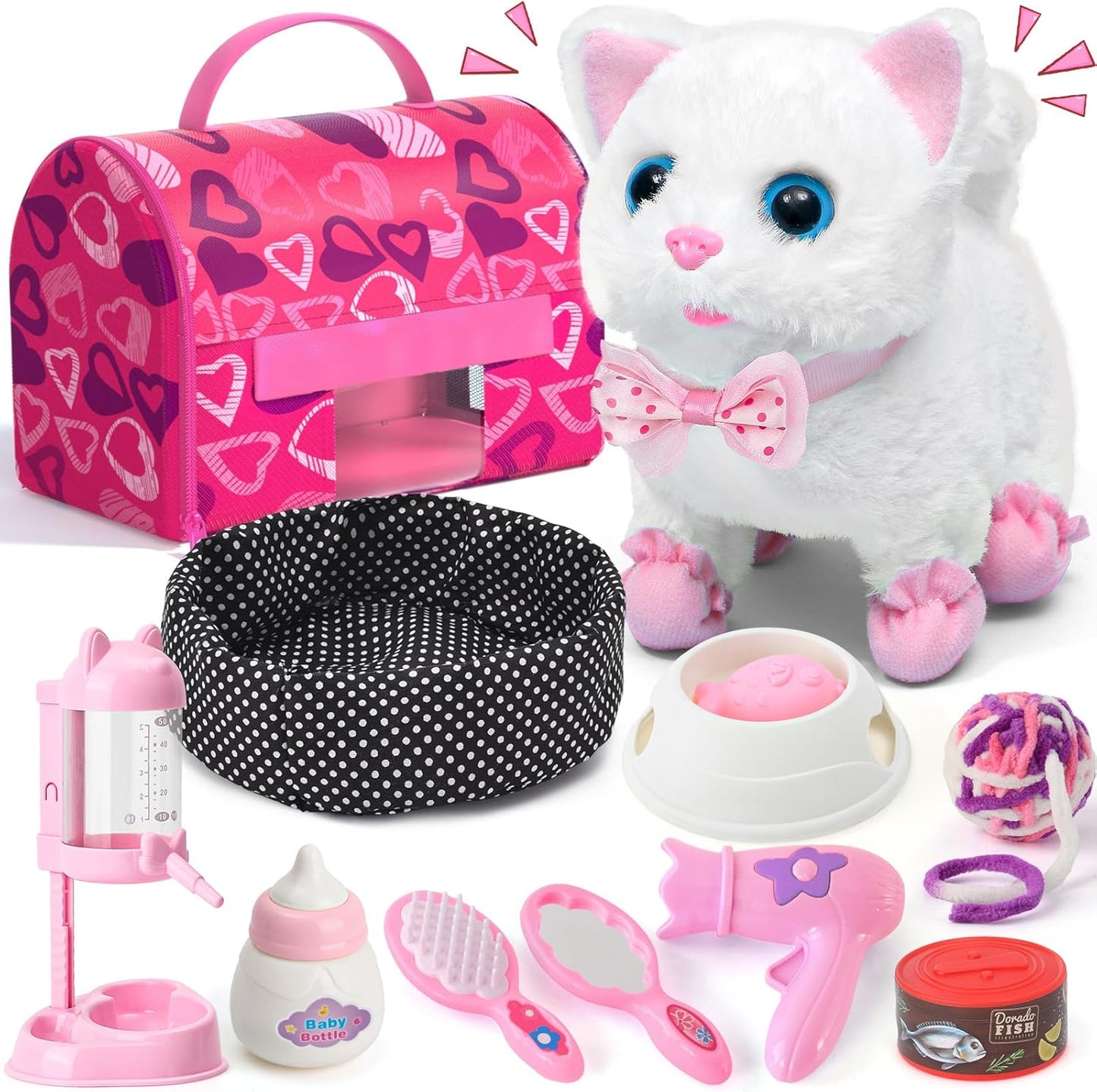 Interactive Walking Cat Toy Set - Ideal Gift for Little Girls