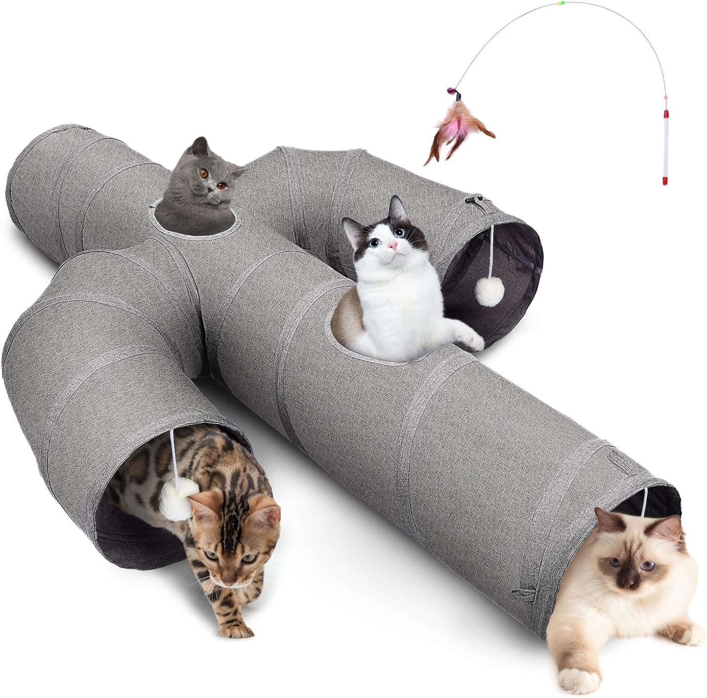 Large Cactus Shape Cat Tunnel Toy for Indoor Cats by Ownpets