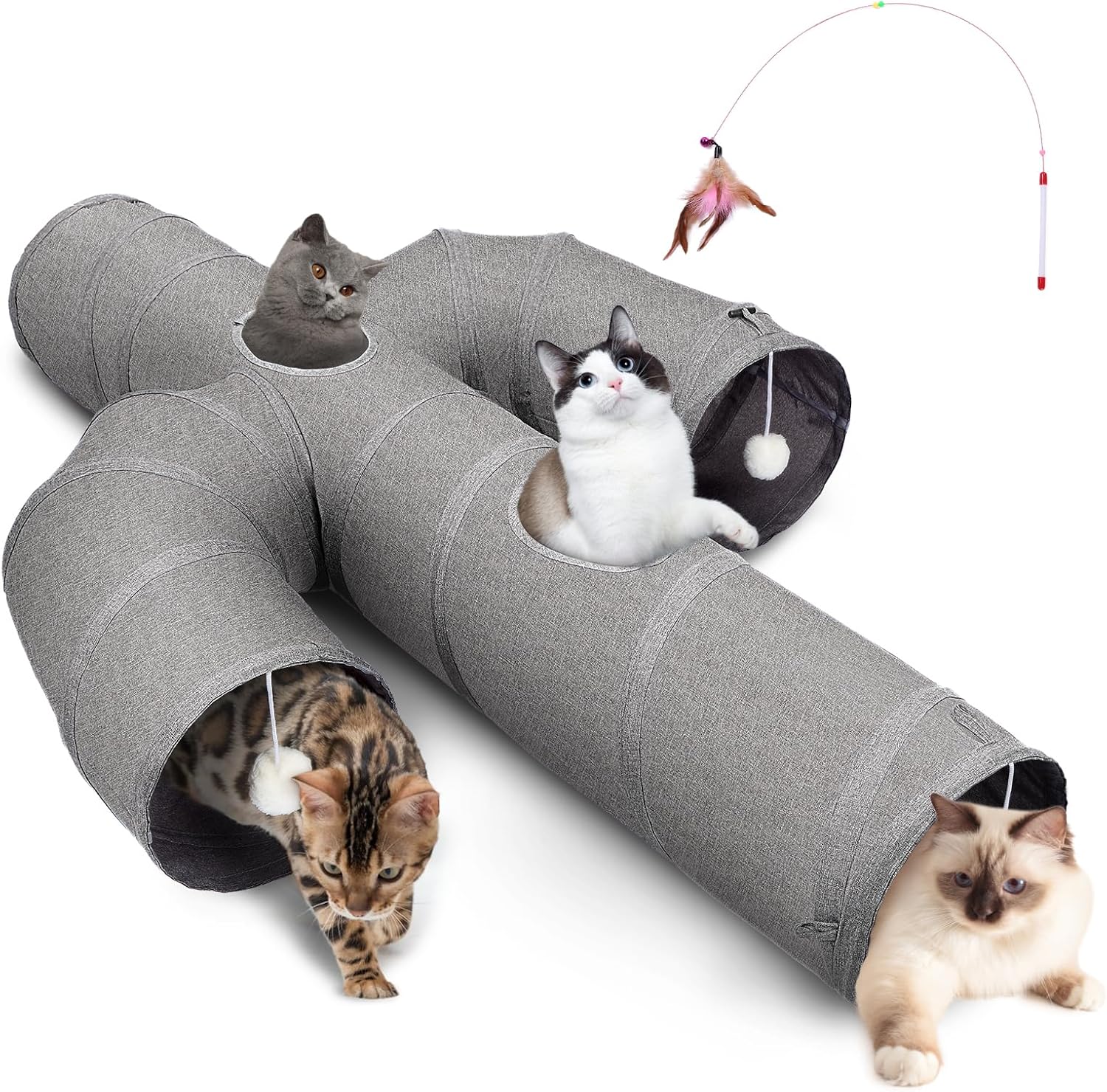 Large Cactus Shape Cat Tunnel Toy for Indoor Cats by Ownpets
