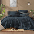 Full Size Comforter Set Navy Blue - Reversible 7-Piece Bedding