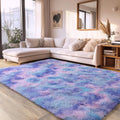 Purple Rainbow Fluffy Rug for Bedroom 6x9 ft - Ultra Soft Shaggy