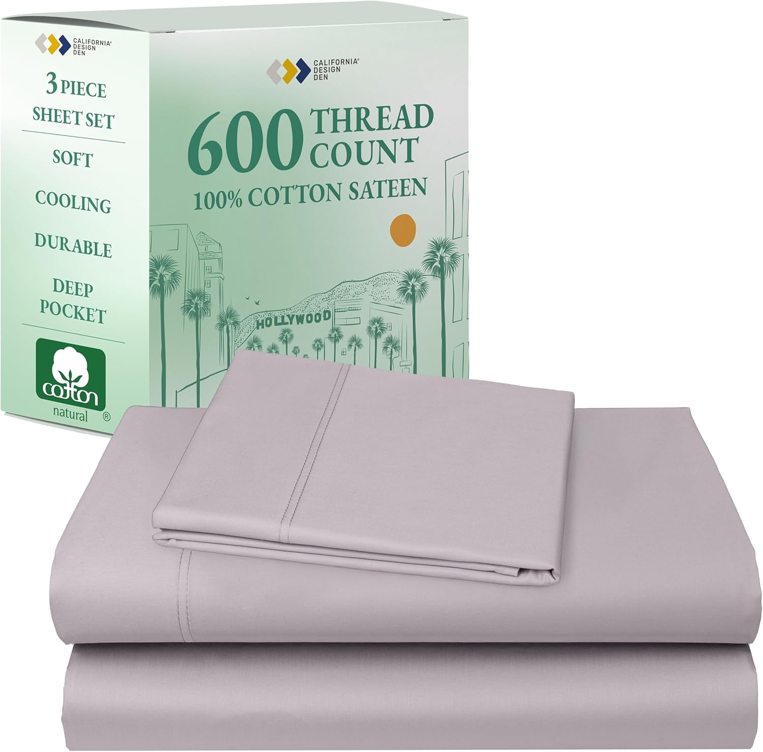 Luxury Twin Sheet Set - 100% Cotton, 600 Thread Count Deep Pocket
