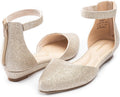 Women Flat Shoes with Ankle Strap and 1-in Wedge - Pointed Toe